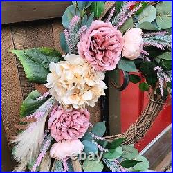 Pink peony all season wreath