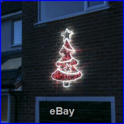 Plug In Outdoor LED Rope Light Christmas Tree Stocking Present Silhouette Motif