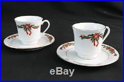 Poinsettia & Ribbons Fine China Christmas Holiday 52-pc Dishware Set