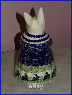 Polish Pottery Bunny Cookie Jar! Bunny Pattern