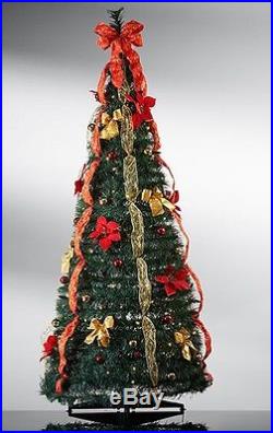 Pop Up Christmas Tree 6 Ft Pre-lit Decorated Artificial Holiday Decor Lighted