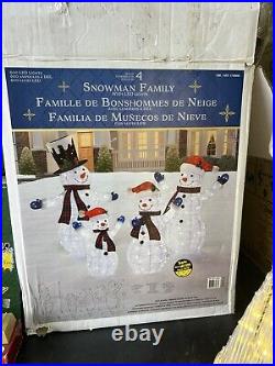 Pop-up Snowman Family Set Of 4, 5 Ft Tall, 600 LED Lights, Christmas Decor