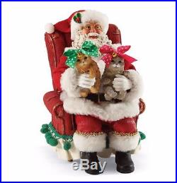 Possible Dreams Feline Pretty Santa Sitting with Kittens Christmas Figurine