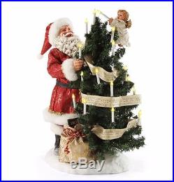 Possible Dreams Hark the Angels Santa and Angel Decorates Tree Light Up Figurine