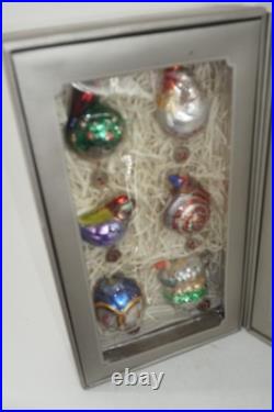 Pottery Barn 12 Days Of Christmas Mercury Ornament Set with Original Box