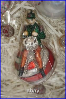 Pottery Barn 12 Days Of Christmas Mercury Ornament Set with Original Box