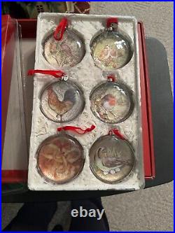 Pottery Barn 12 Days of Christmas Glass Ornaments Complete Set MINT