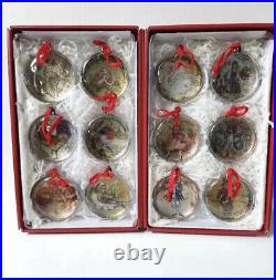 Pottery Barn 12 Days of Christmas Glass Ornaments Complete Set New In Box