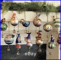 Pottery Barn 12 Days of Christmas Hand Painted Mercury Glass Ornaments RETIRED