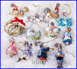 Pottery Barn 12 Days of Christmas Mercury Ornaments BRAND NEW