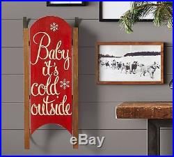 Pottery Barn Baby It’s Cold Outside Sled Wall Art Holiday NWT Large SOLD OUT