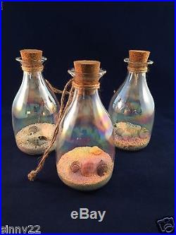 Pottery Barn Beachcomber Glass Bottle Ornament Sea Shell Ocean Coastal Beach NIB