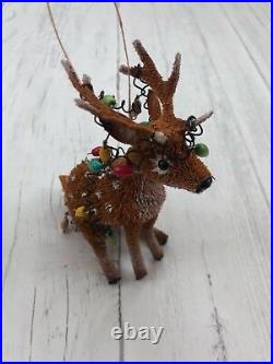 Pottery Barn Bottlebrush Reindeer Ornament Set/6
