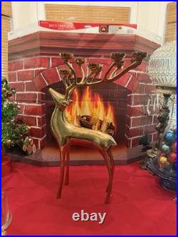 Pottery Barn Candelabra Brass Reindeer 10 Candle Holder 20 In Box Christmas