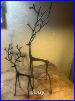 Pottery Barn Christmas Bronze Sculpted Reindeer LARGE & MEDIUM Hard to Find Pottery Barn Christmas Bronze Sculpted Reindeer LARGE & MEDIUM Hard to Find