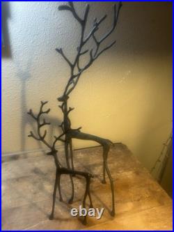 Pottery Barn Christmas Bronze Sculpted Reindeer LARGE & MEDIUM Hard to Find