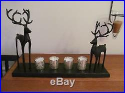 Pottery Barn Christmas Reindeer Votive Candle Holder Centerpiece, New