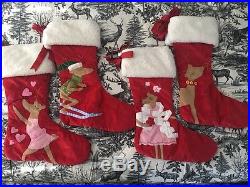 Pottery Barn Christmas STOCKING -set of 4 Rudolph reindeer collection RARE