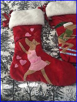Pottery Barn Christmas STOCKING -set of 4 Rudolph reindeer collection RARE