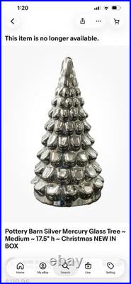 Pottery Barn Christmas Vintage MEDIUM LIT MERCURY GLASS TREE CLOCHE 18 Silver