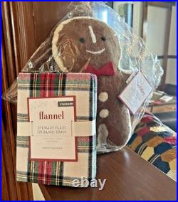 Pottery Barn Christmas plaid sham+Pillow Gingerbread Seuss stewart Holiday SET =