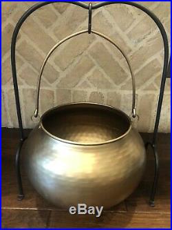 Pottery Barn Copper Cauldron With Stand Candy Halloween Large Gold Bowl Decor