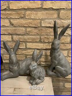 Pottery Barn ESSEX BUNNIES LAYING Small SITTING EASTER Bunny Set 3 Decor Outdoor