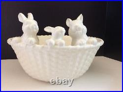 Pottery Barn Easter Bunny Basket Large Ironstone Serving Bowl New with Tags