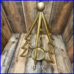 Pottery Barn Fallon Tree Candle Holder Brass Large 17 Holiday Rustic Cabin