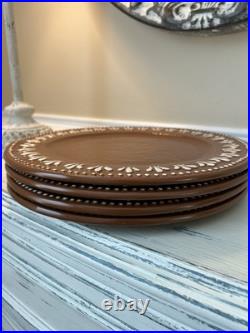 Pottery Barn Gingerbread Stoneware Christmas Charger Plates (4) NWOT OB