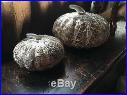 Pottery Barn Glass Mosaic Pumpkin Metallic Thanksgiving Fall Large & Small