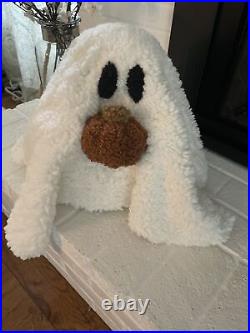 Pottery Barn Gus The Ghost with Pumpkin Pillow-Halloween-NEW