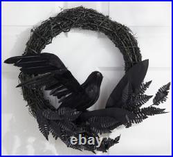 Pottery Barn Halloween Crow Wreath Black