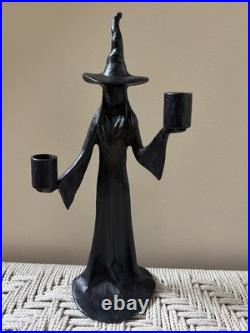 Pottery Barn Halloween Double Witch Candle Holder Black Bronze Authentic PB NEW