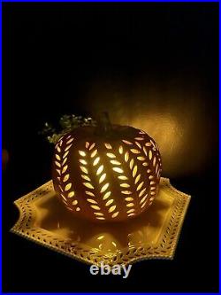 Pottery Barn Halloween Filigree Fall Harvest Ceramic Pumpkin Luminary