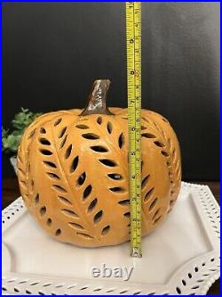 Pottery Barn Halloween Filigree Fall Harvest Ceramic Pumpkin Luminary