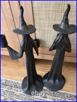 Pottery Barn Halloween Single AND Double SET Witch Candle Holder Black Metal NEW
