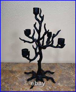 Pottery Barn Haunted Tree Gothic Black Candelabra 13 h Halloween New