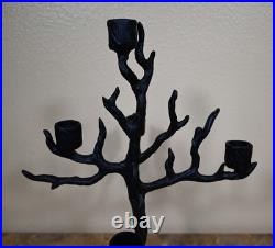 Pottery Barn Haunted Tree Gothic Black Candelabra 13 h Halloween New