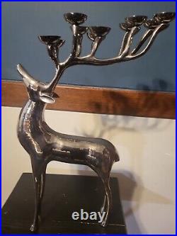 Pottery Barn Holiday Large Silver Plate Reindeer Candelabra 10 Points 20 Tall