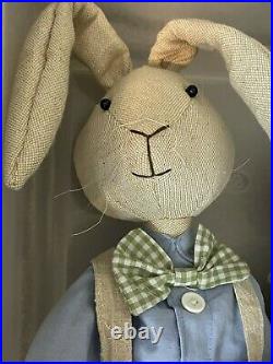 Pottery Barn Kids Boy & Girl Linen Bunny Rabbit Easter Stand Up Decor 37 Tall
