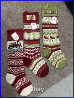 Pottery Barn Kids Fair Isle Knit Christmas Stocking No Mono NWT