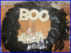 Pottery Barn Kids Halloween Ghost Wool Boo Large 16 Wreath NWT SOLD OUT