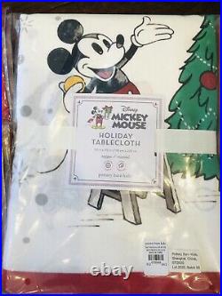 Pottery Barn Kids Mickey Mouse Holiday Tablecloth Napkins Christmas Disney Set