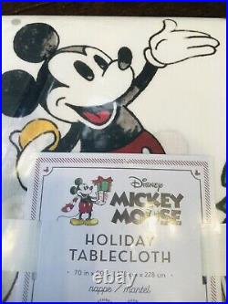 Pottery Barn Kids Mickey Mouse Holiday Tablecloth Napkins Christmas Disney Set