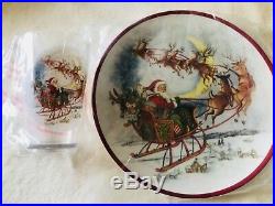 Pottery Barn Kids Nostalgic Santa Plate Tumbler Utensil Set 12 Classic Christmas