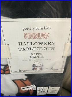 Pottery Barn Kids Peanuts Halloween Tablecloth 4 Napkins Set New Pumpkin Snoopy