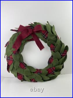 Pottery Barn Kids Plaid Felt Wreath Decor Christmas New With tags RETIRED