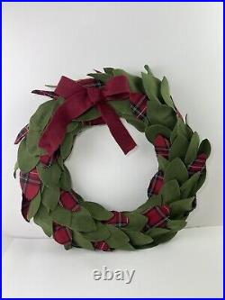 Pottery Barn Kids Plaid Felt Wreath Decor Christmas New With tags RETIRED