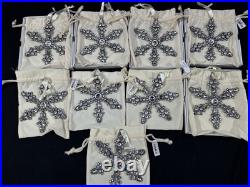 Pottery Barn LRG Rhinestone Snowflake 5 Ornament Lot Of 9